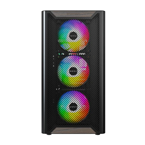 Montech XR Wood Mid-Tower TG Side Panel & Mesh Front with Wood Blends